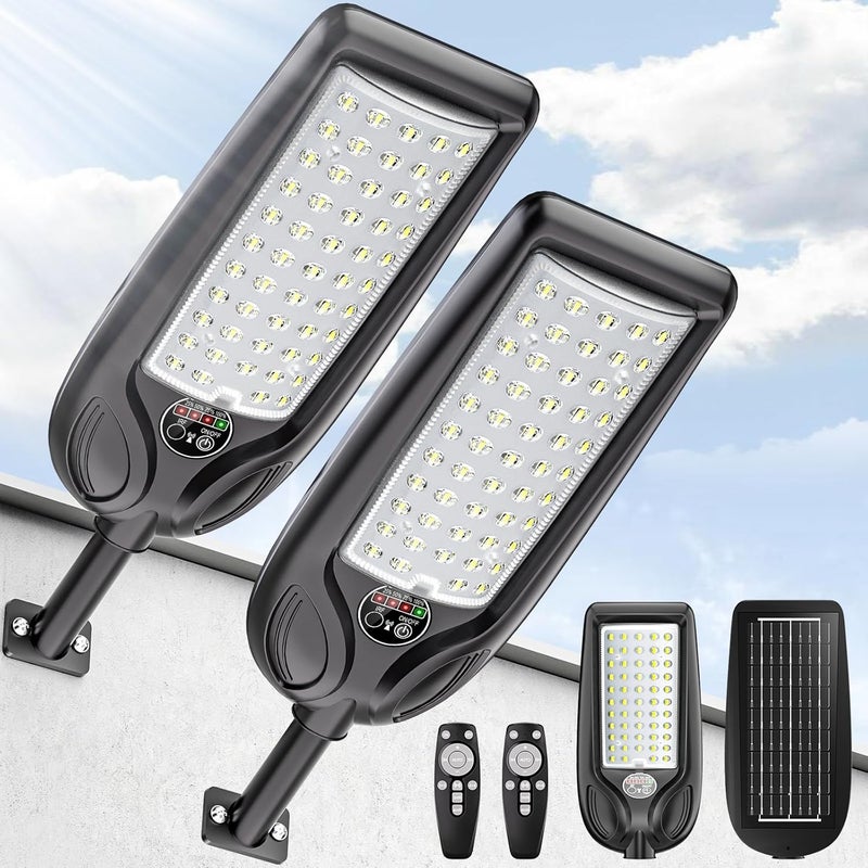 lamtech Solar Street Lights Outdoor Waterproof ,30000LM Dusk to Dawn Solar Lights with Motion Sensor and Remote Control Solar Powered LED Flood Light Outside for Parking Lot, Security, Garden, Garages 2 Pack - Image 1